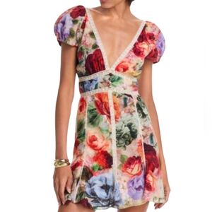 Alice + Olivia Rose Print Lace Minidress... Size 2